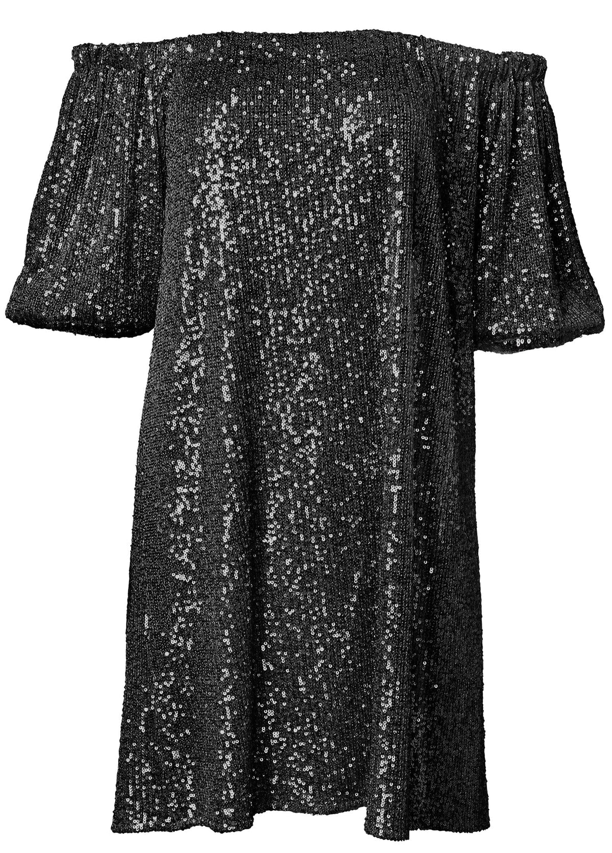 Sequin Off The Shoulder Dress Black