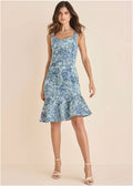 Ruffle Trim Detail Dress Denim Anglaise Paisley