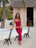 CALINE MIDI SKIRT RED