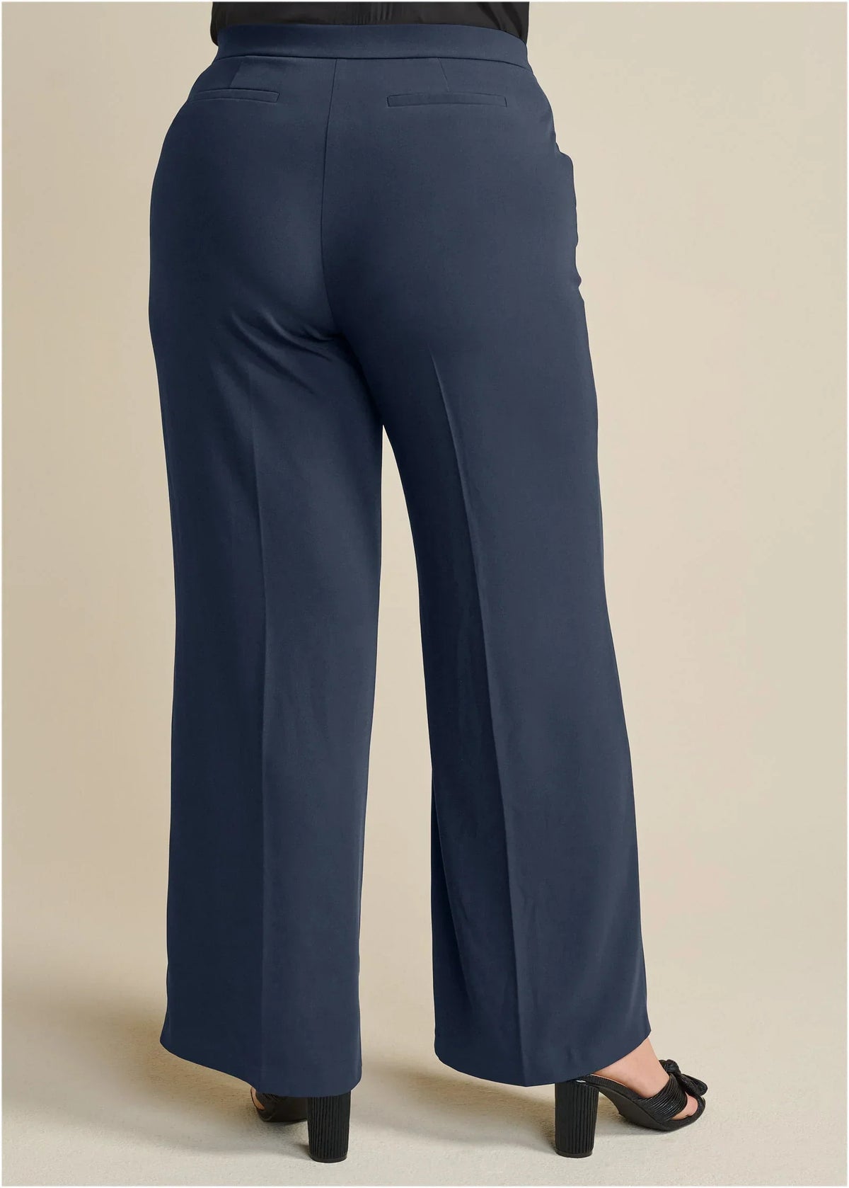 High Rise Wide Leg Trousers Navy