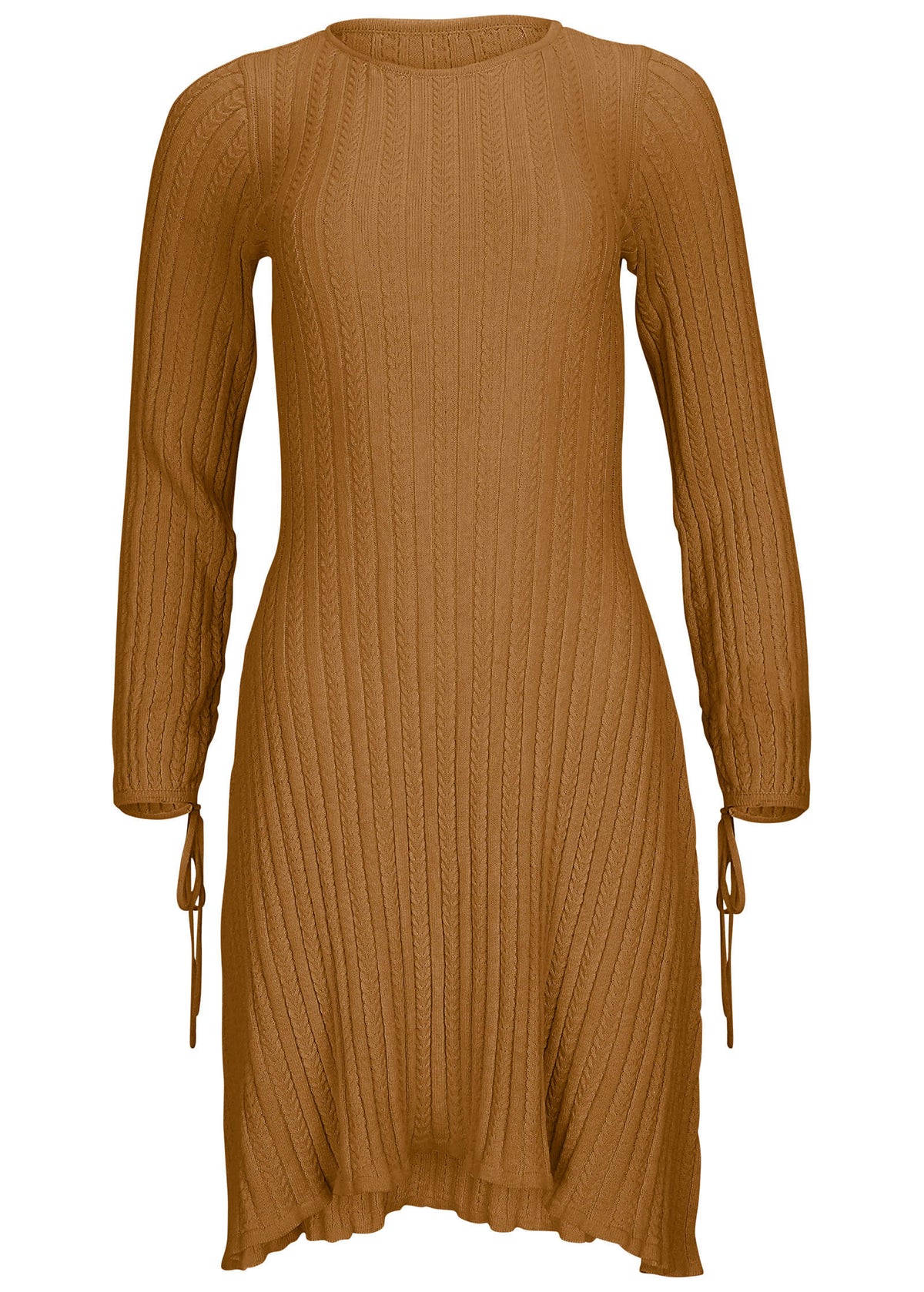 Tie Detail Mini Sweater Dress Hazelnut