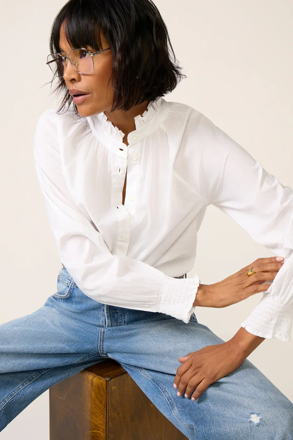 Ruffle Neck Shirt