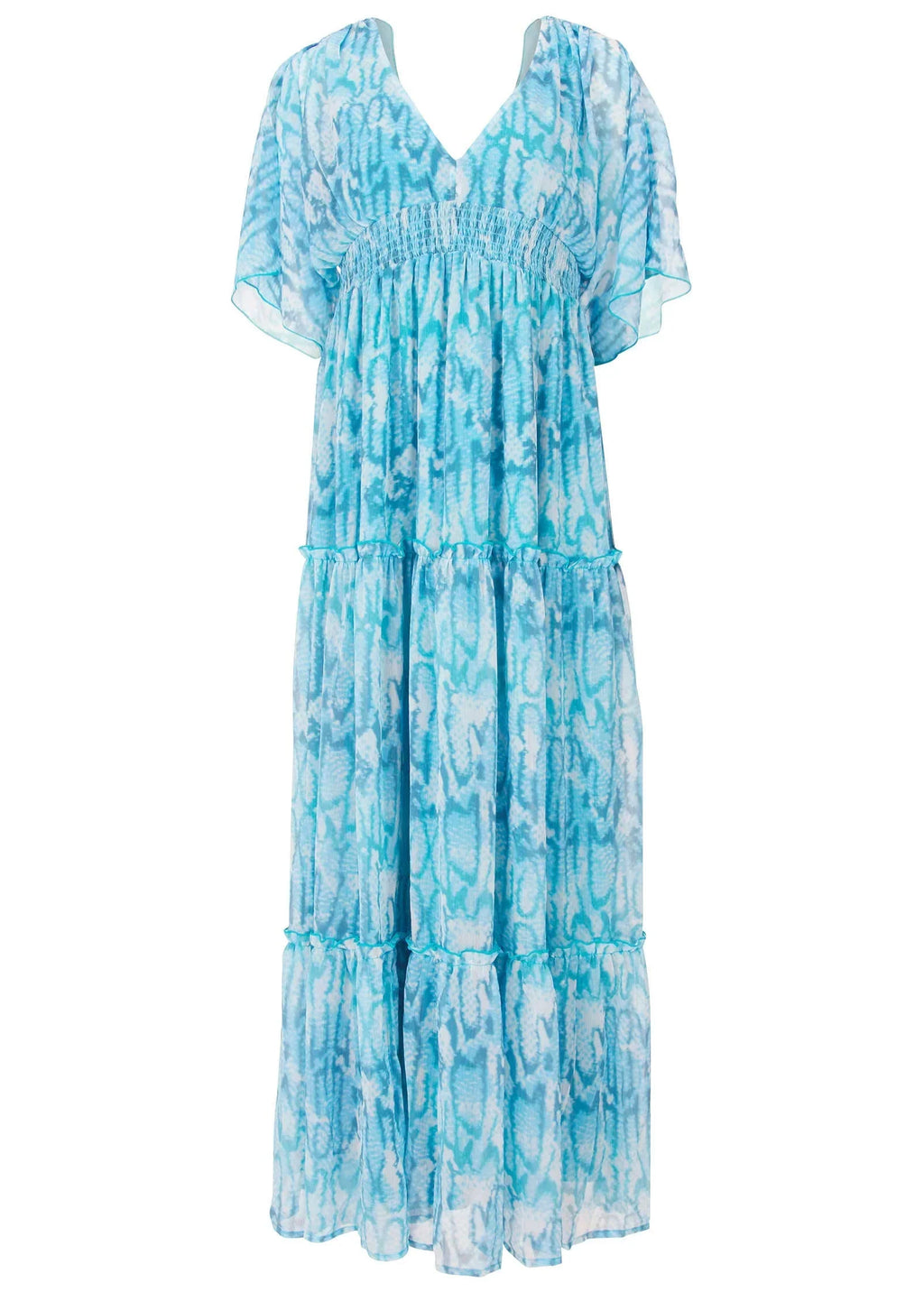 Flutter Sleeve Maxi Dress Water Snake
