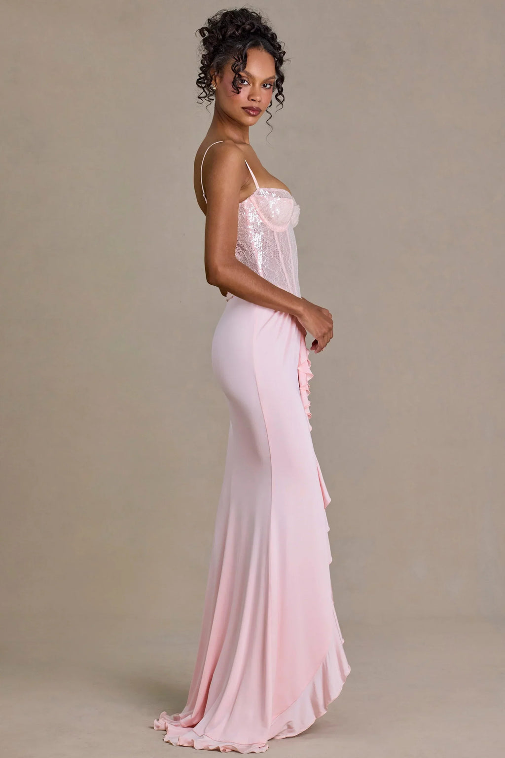 Embellished Lace Corset Gown in Blossom