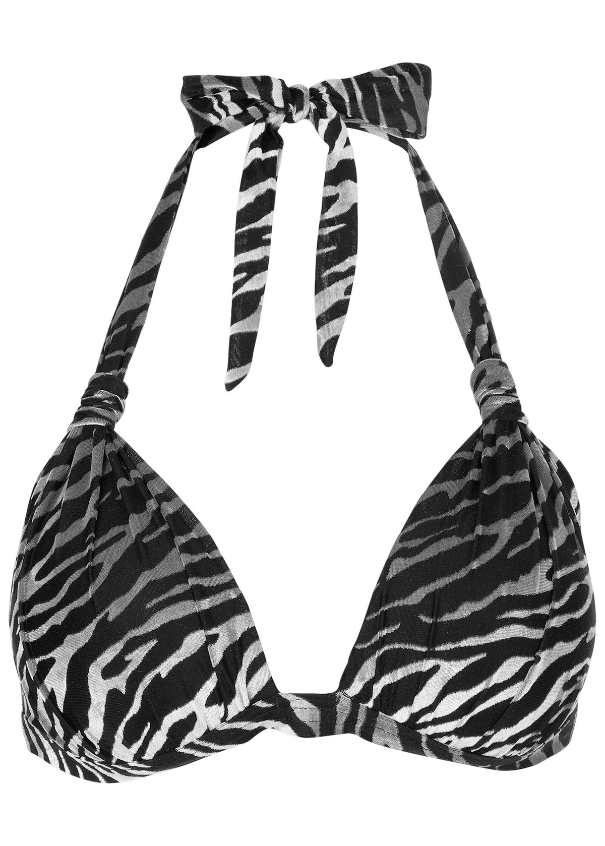Jungle Velvet Goddess Push Up Halter Top Black Silver