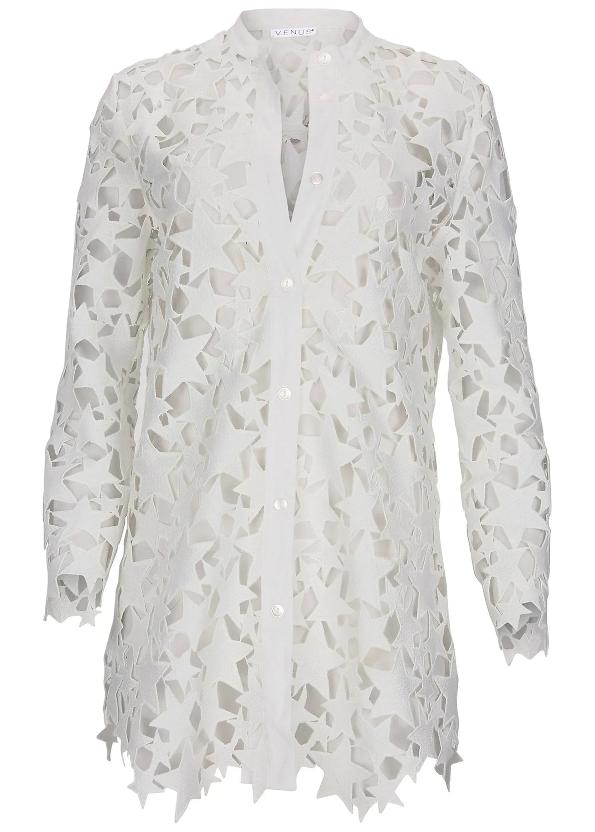 Star Lace Button Down White
