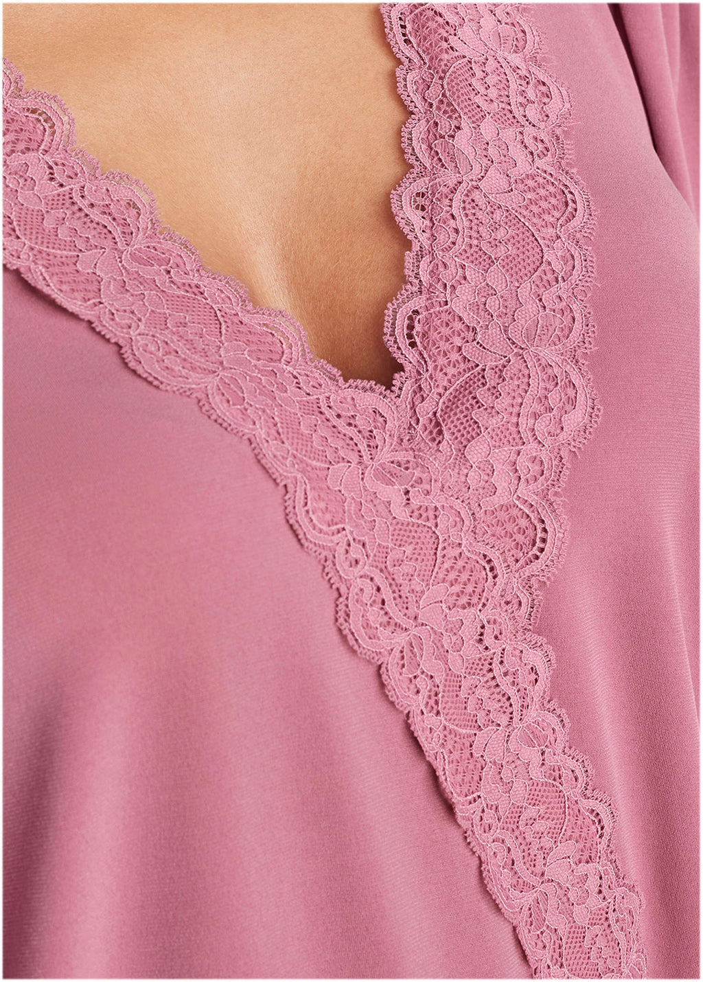 Faux Wrap Lace Trim Blouse Heather Rose
