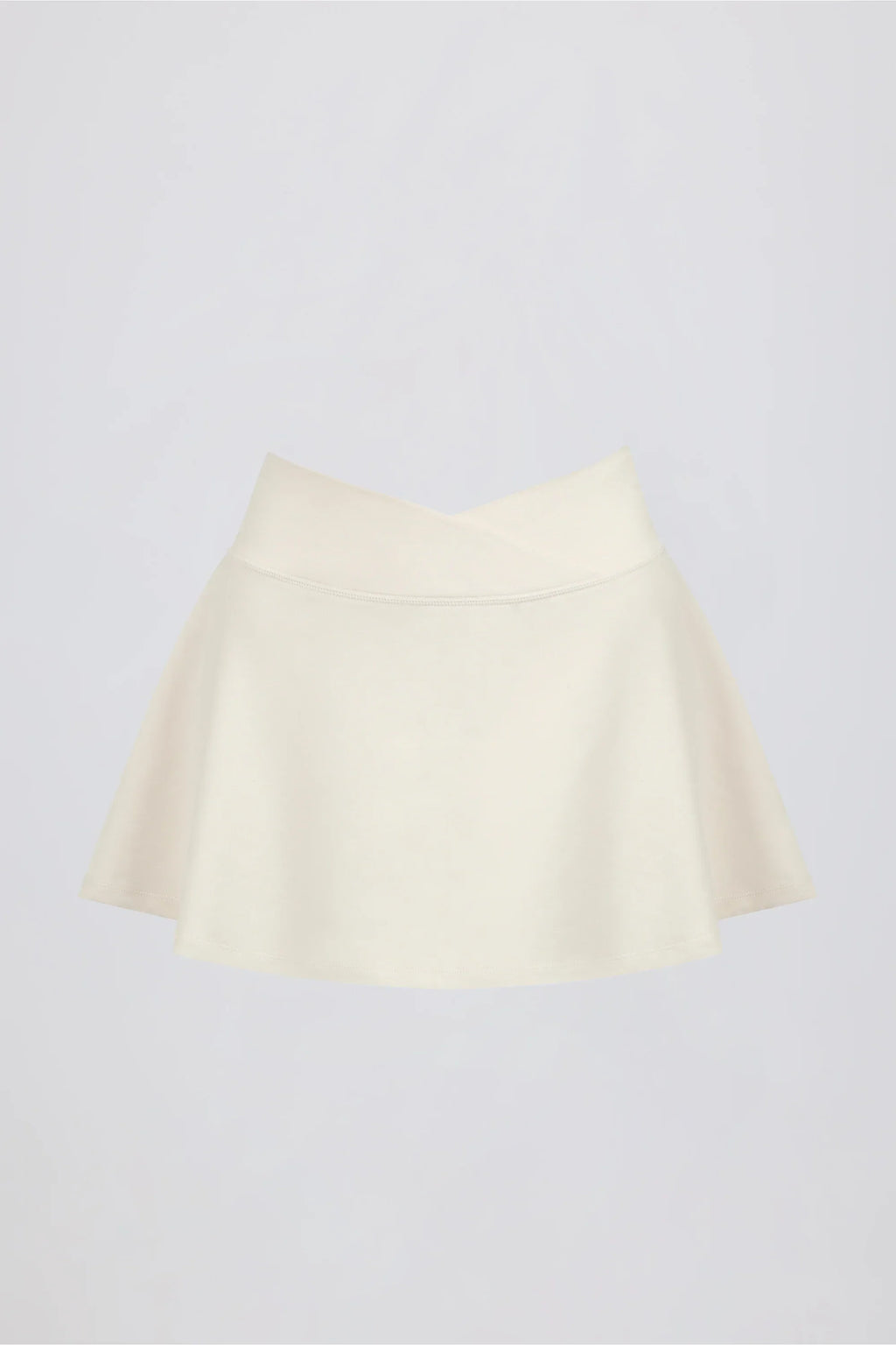 Brushed Jersey Crossover Mini Skort in Vanilla