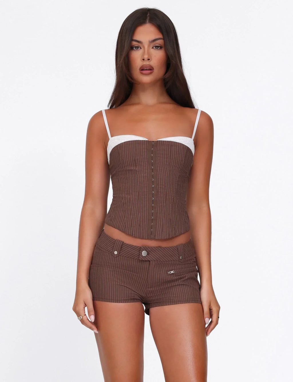 ANTONELLA CORSET 20 BROWN CHOCOLATE CHOCOLATE PINSTRIPE