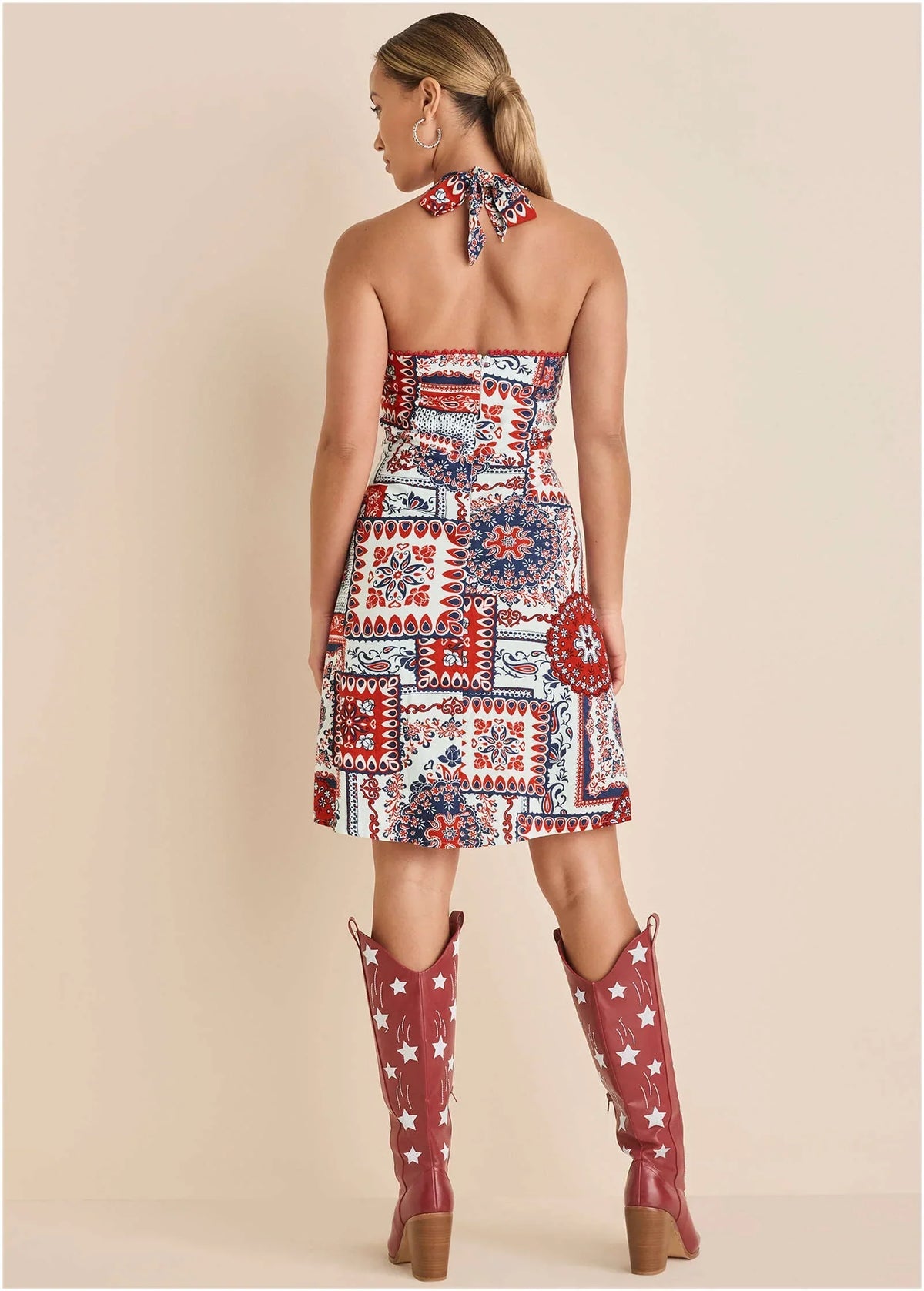 Linen Halter Dress Heritage Bandana Medley