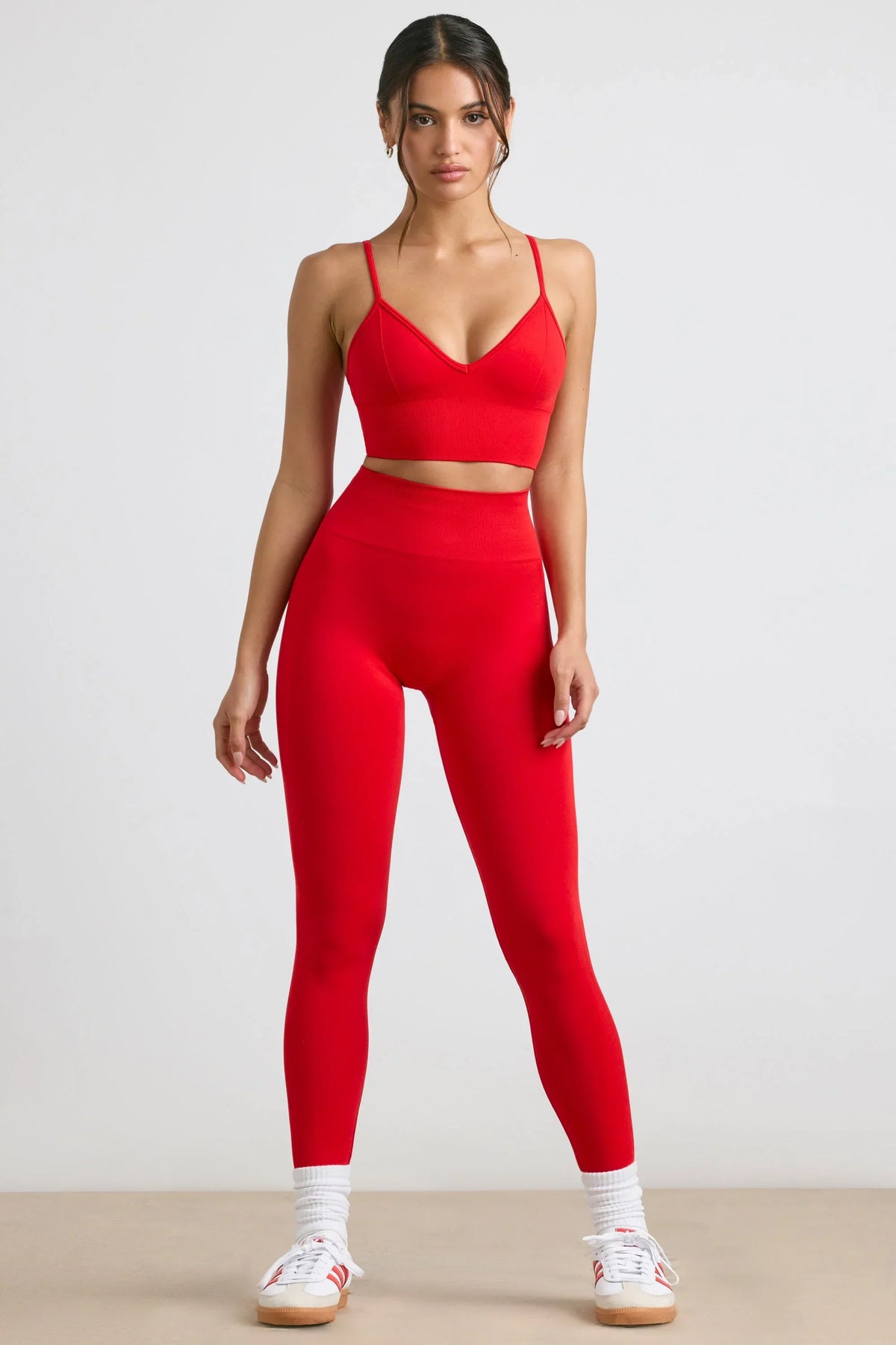 Define Luxe High Waist Leggings in Red