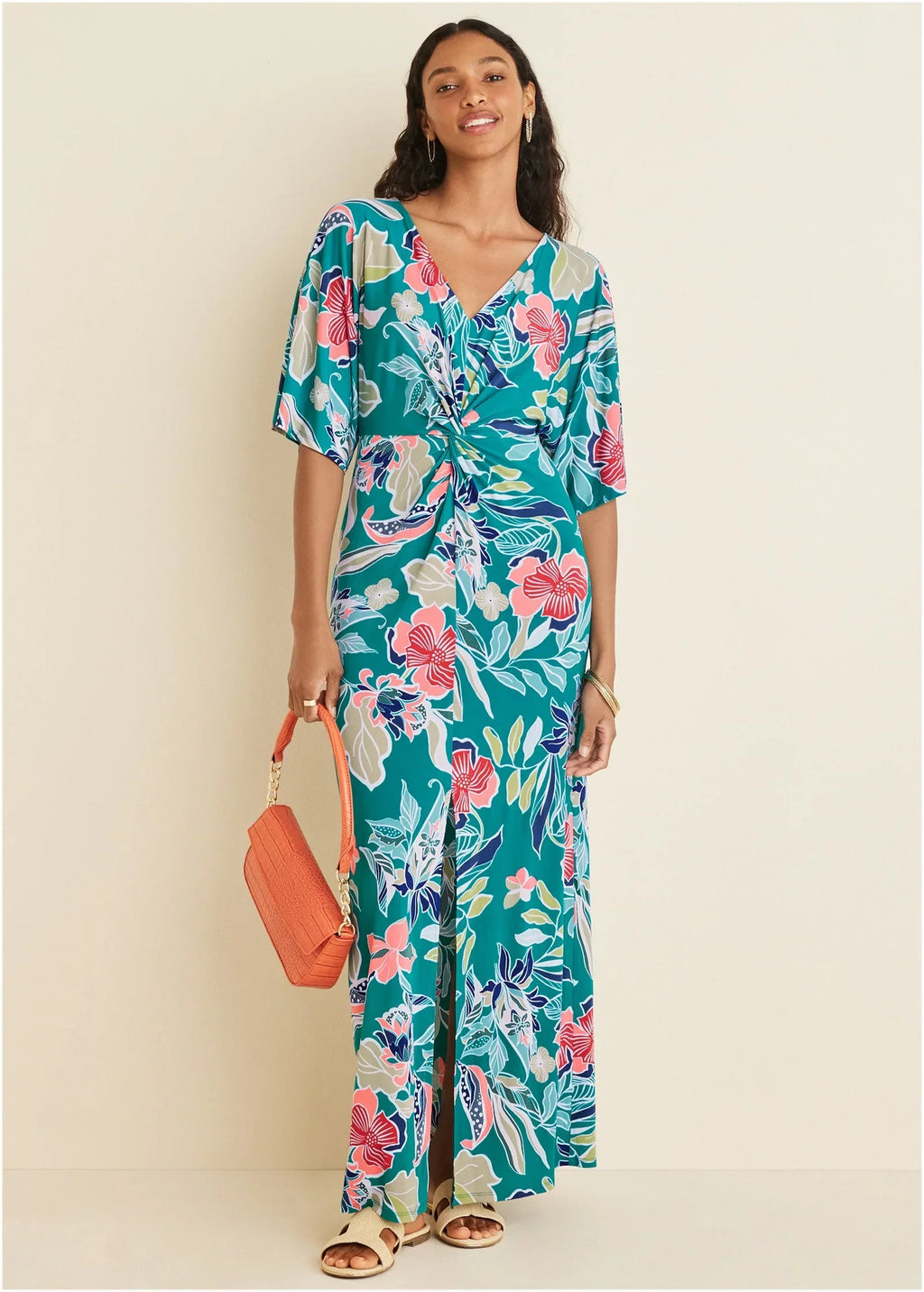 Twist Front Maxi Dress Paradise Floral