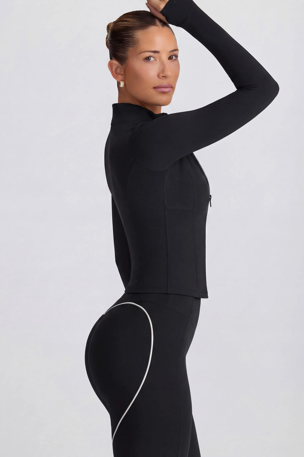 Soft Active Zip Up Jacket in Black