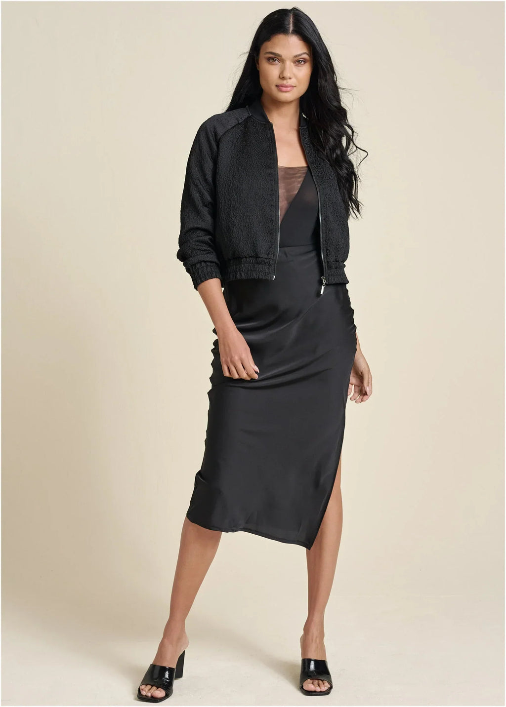 Texture Bomber Jacket Jet Black
