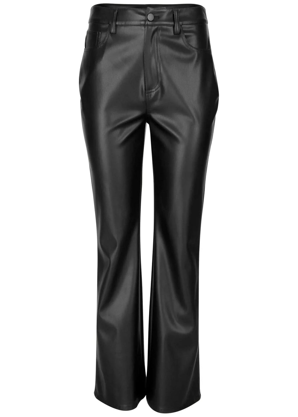Faux Leather Bootcut Pants Jet Black