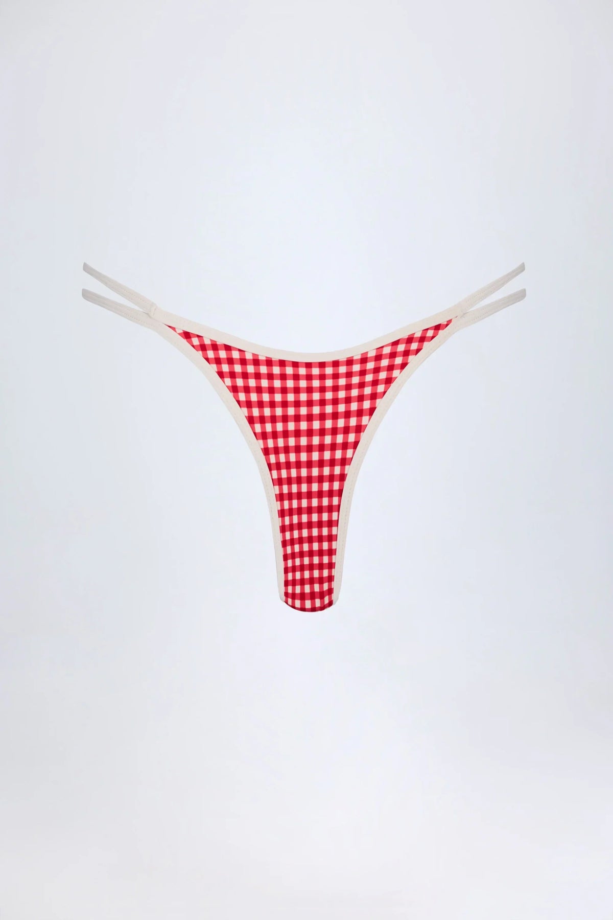 Double Strap Cheeky Bikini Bottoms in Red Gingham