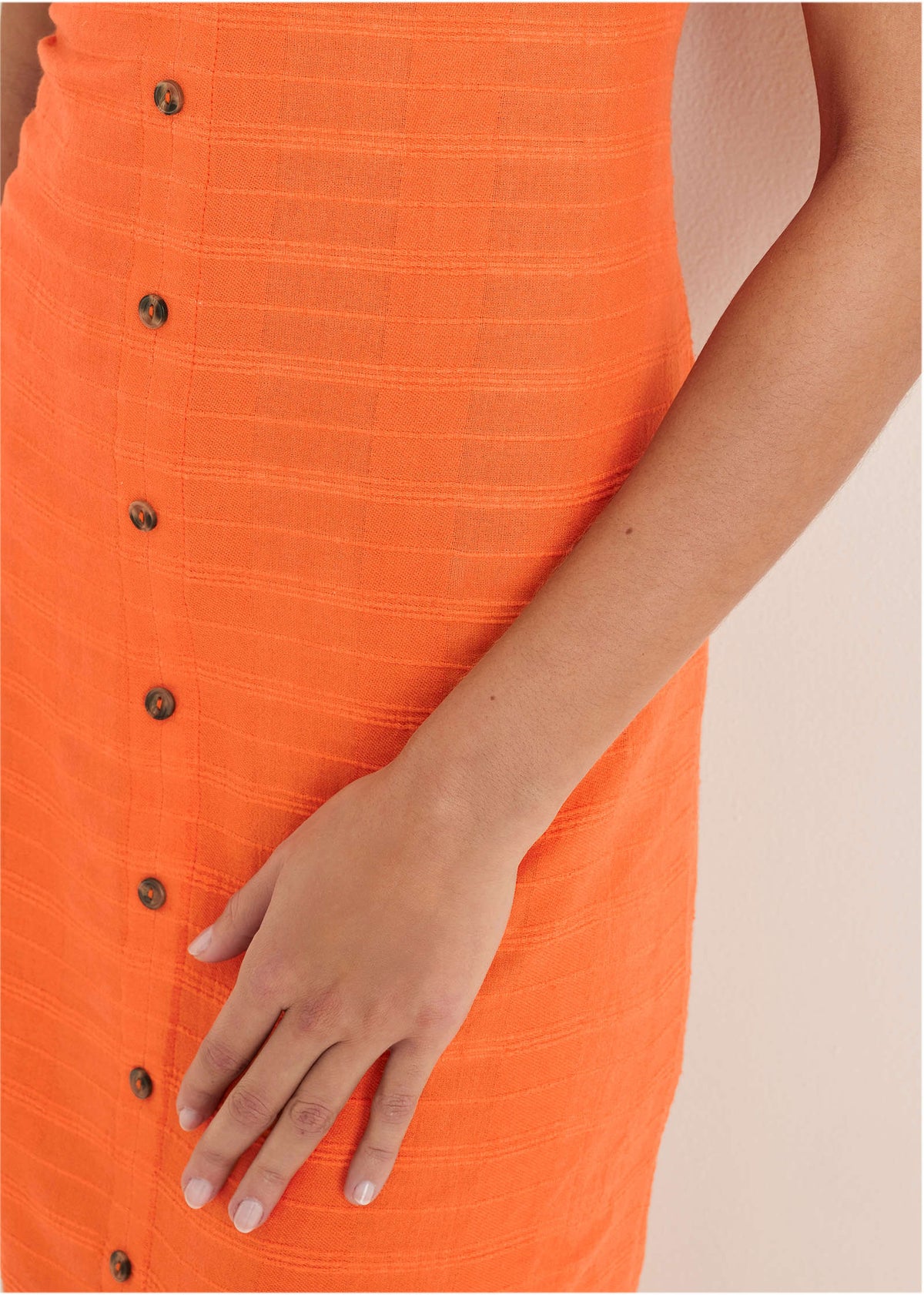 Linen Midi Dress Orange