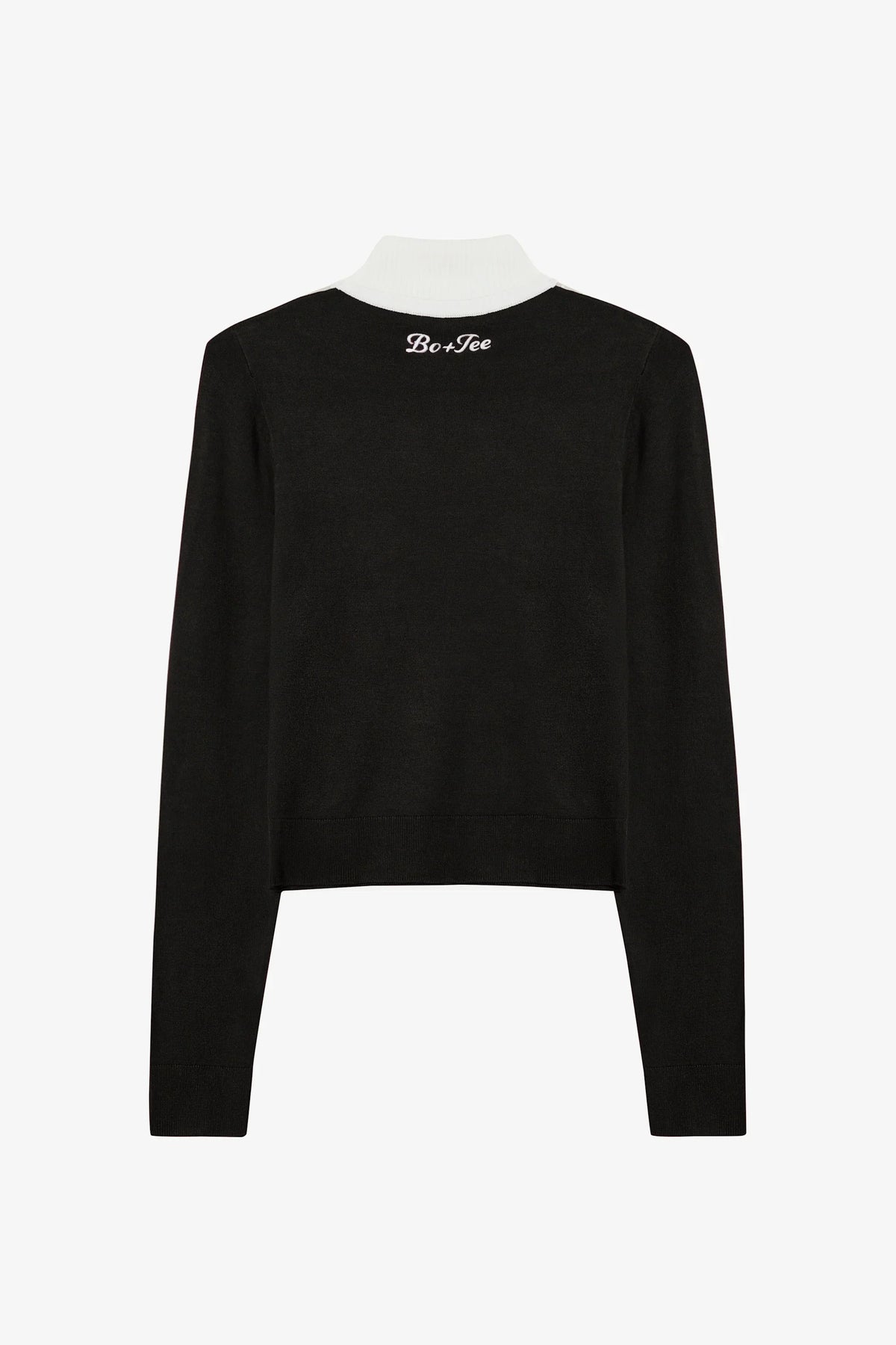 Knit Long Sleeve Fitted Top in Black