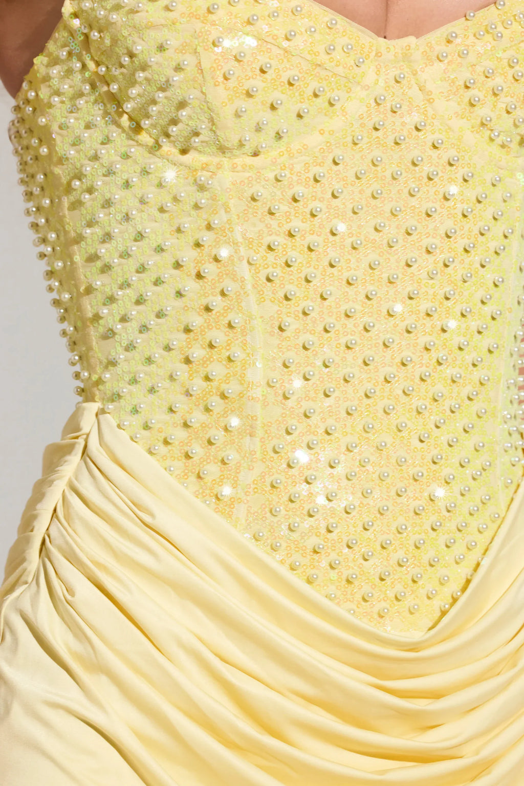 Embellished Corset Mini Dress in Lemon Yellow