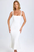 Lace Trim Midaxi Dress in White