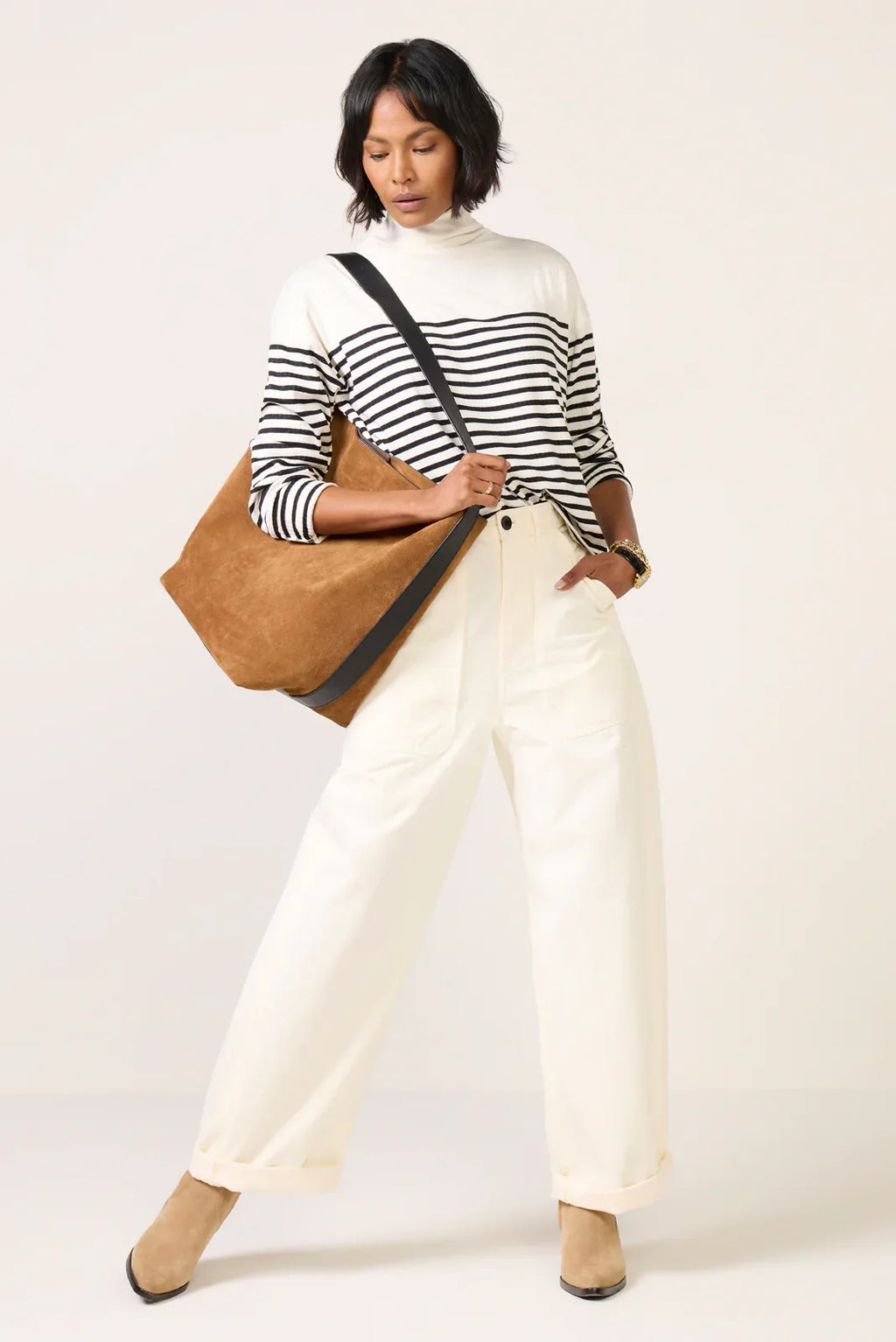The Knit Rib Stripe Turtleneck