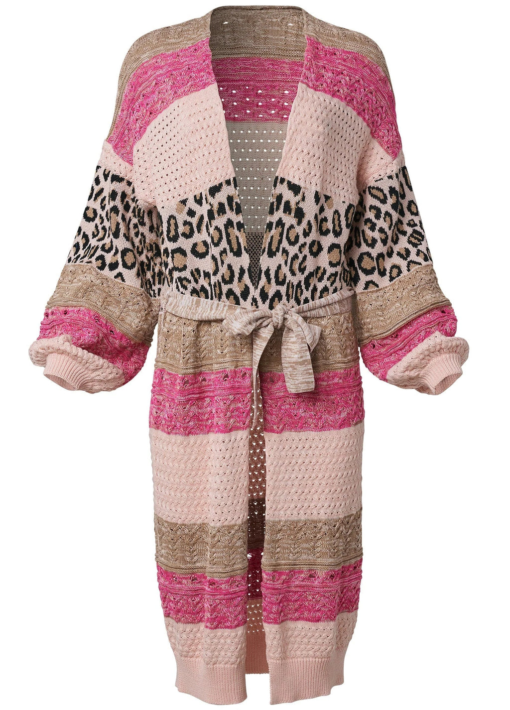 Mixed Print Belted Duster Pink Multi