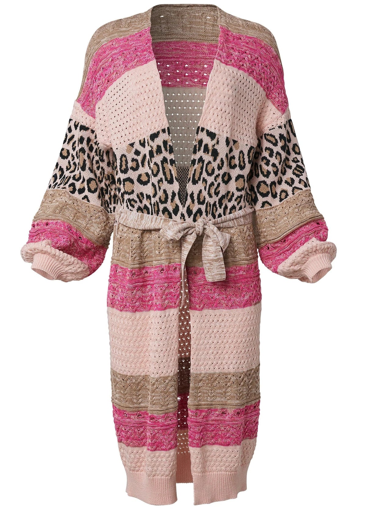 Mixed Print Belted Duster Pink Multi
