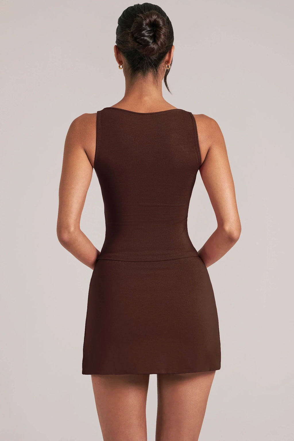 Square Neck Top in Chocolate Brown