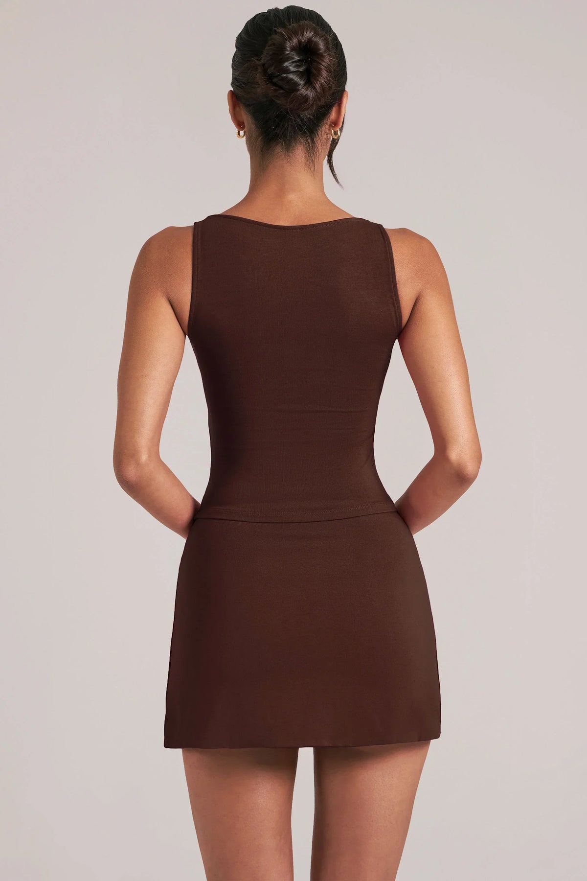 Square Neck Top in Chocolate Brown