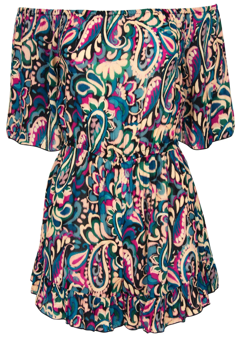 Flirty Cover Up Romper Fuzzy Paisley