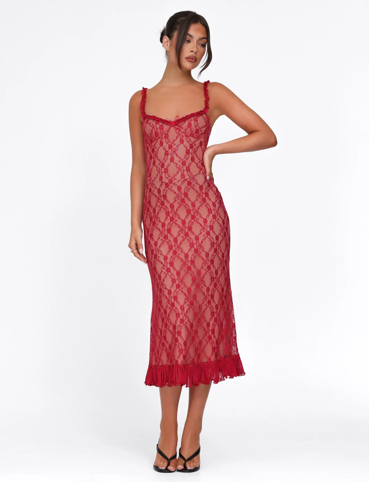 DEJA DRESS RED BERRY RED