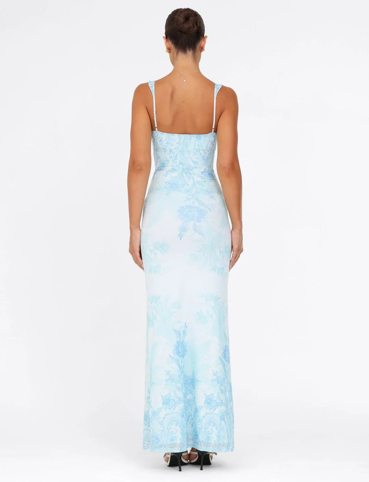 GUILIANNA FRILL MAXI DRESS BLUE FLORAL TAPESTRY