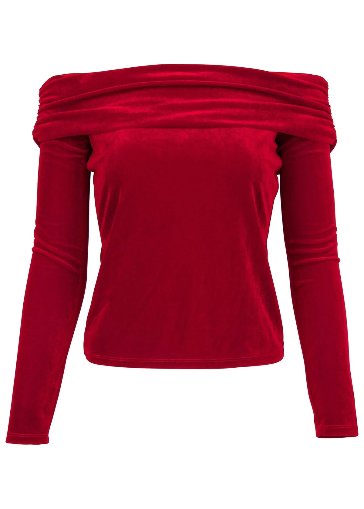 Off The Shoulder Velvet Top Haute Red