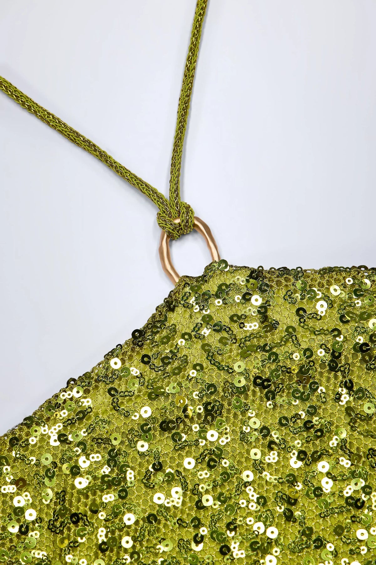 Embellished Hardware Detail Strappy Maxi Skirt in Olive Green