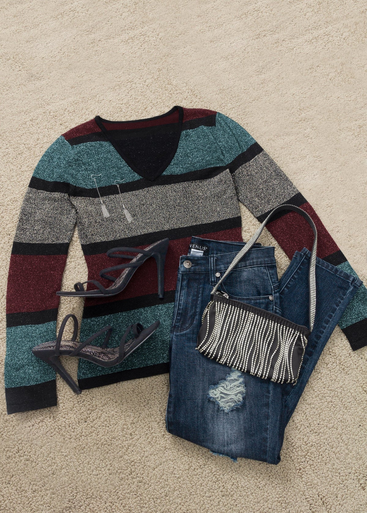 Ripped Skinny Jeans Dark Wash