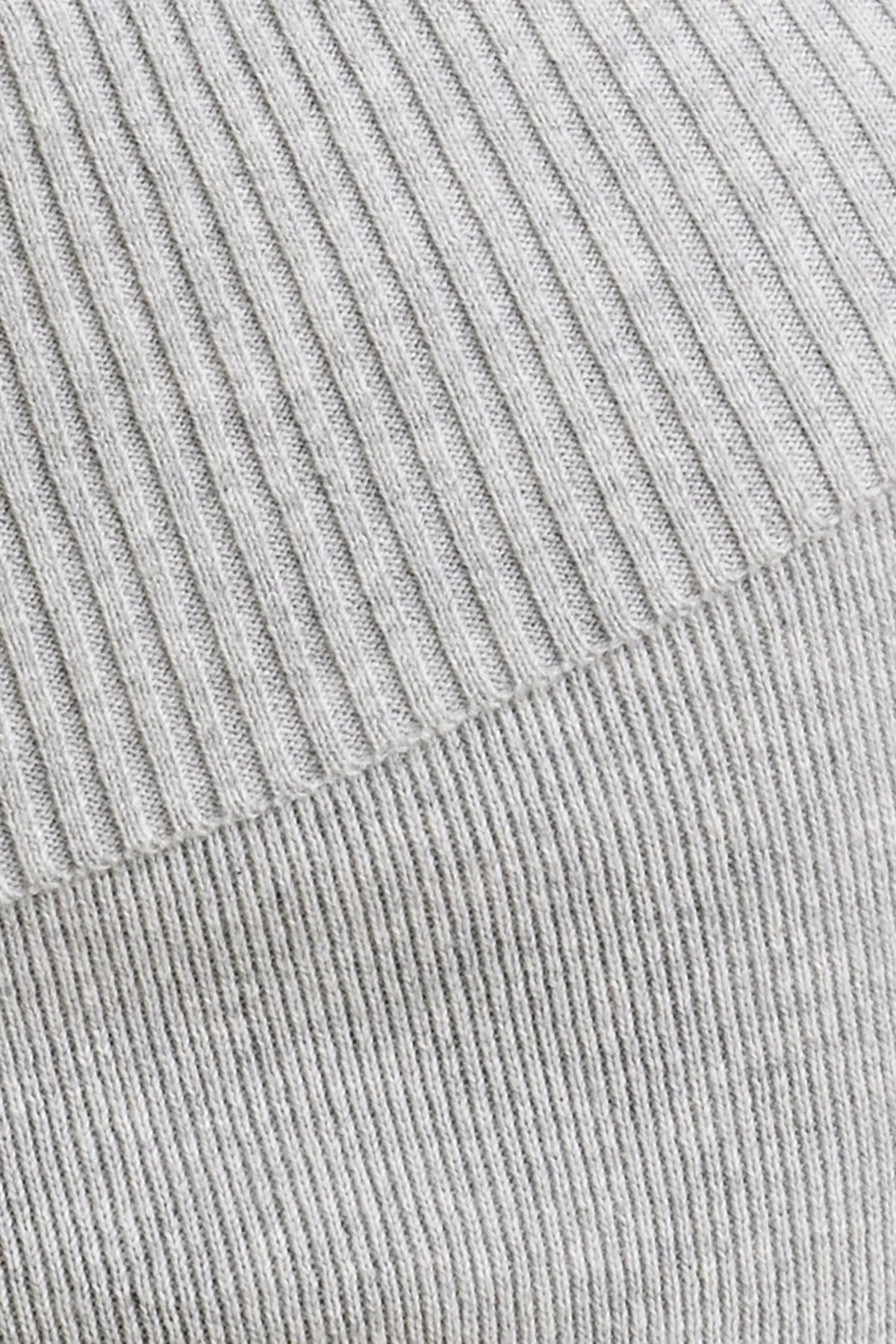 Chunky Knit Foldover Kick Flare Trousers in Grey Marl