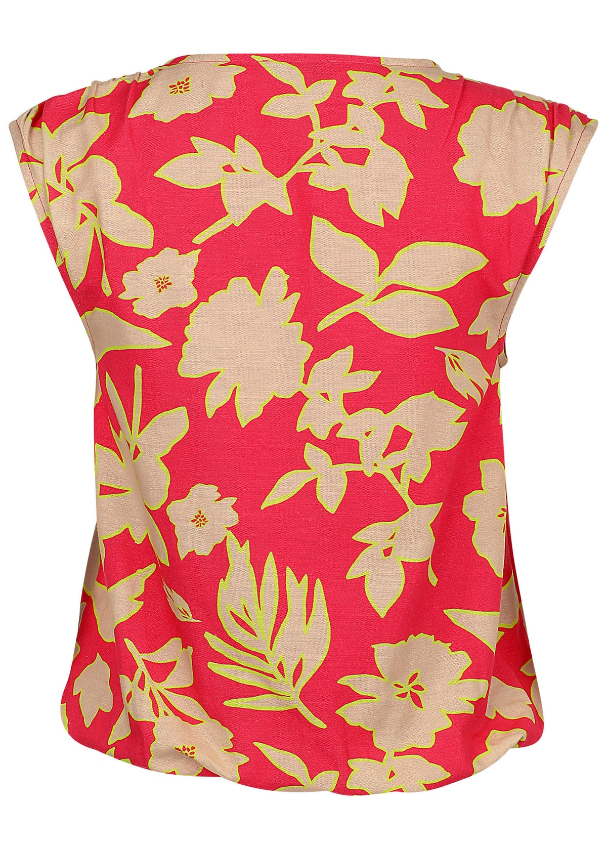 Linen V Neck Tank Warm Block Floral