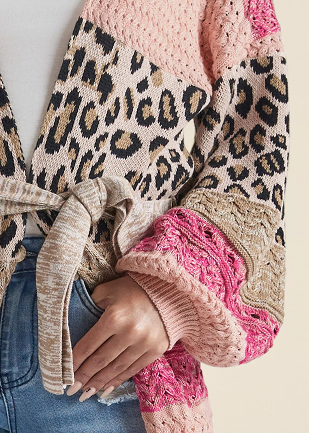 Mixed Print Belted Duster Pink Multi