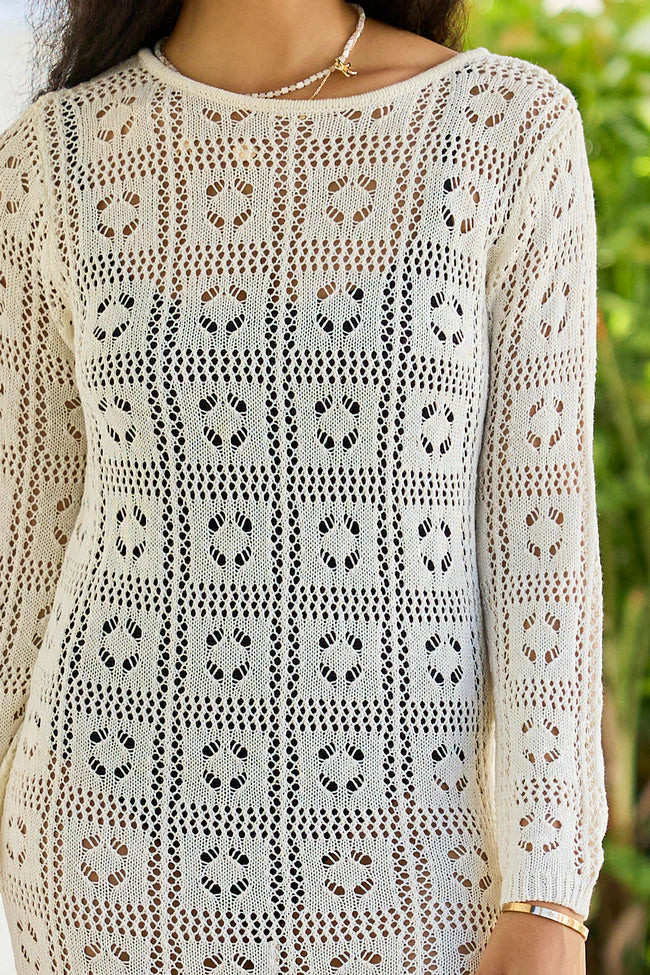 Being Shady Natural Open Knit Midi Cover Up SALE