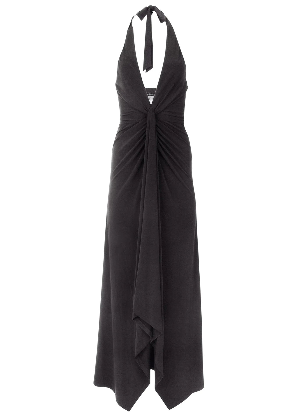 Plunging Knot Maxi Dress Jet Black