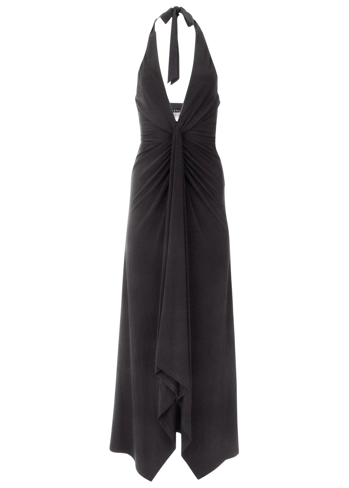 Plunging Knot Maxi Dress Jet Black