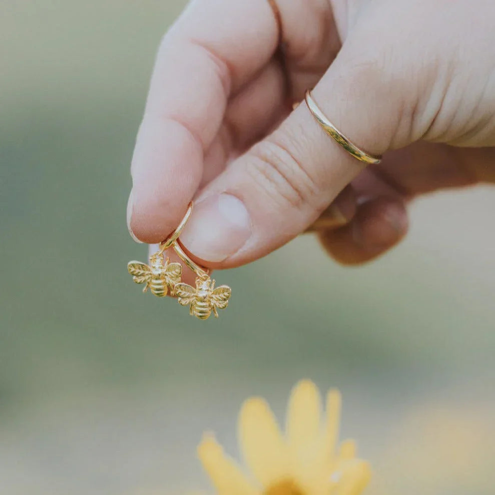 Honey Bee Hoop Earrings