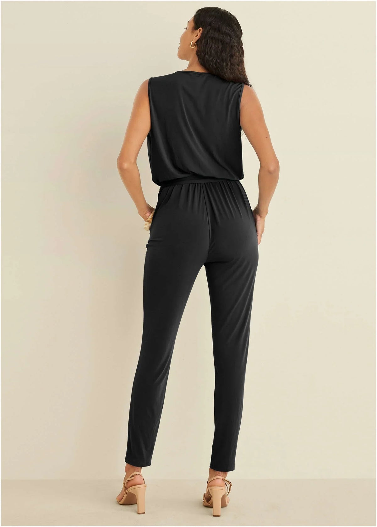 Wrap Tie Jumpsuit Jet Black