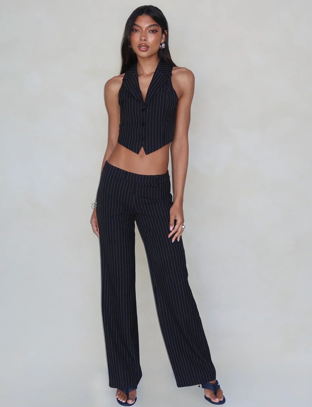 TAMARA PANT BLACK PINSTRIPE