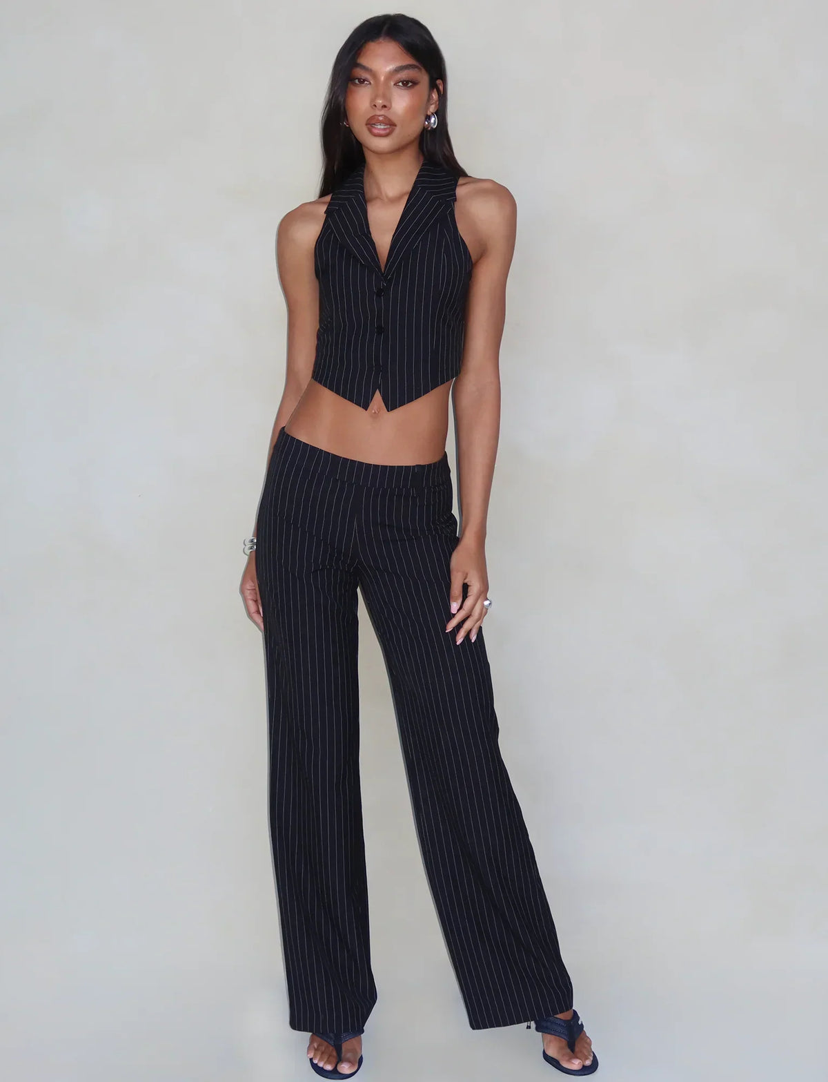 TAMARA PANT BLACK PINSTRIPE