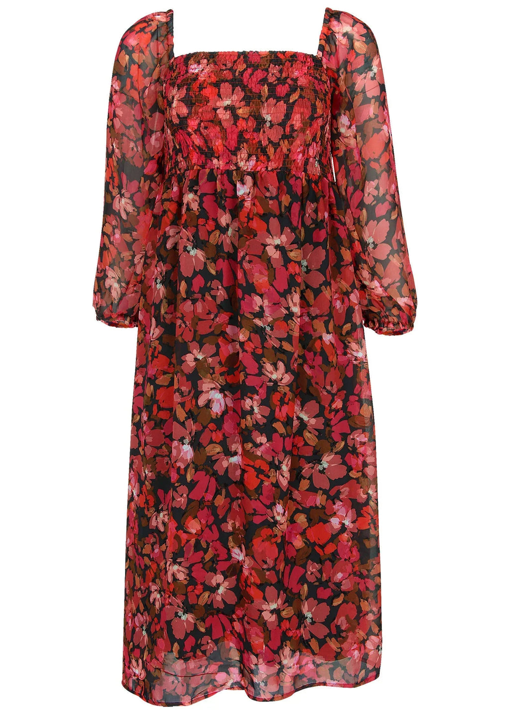 Smocked Midi Dress Autumn Petals