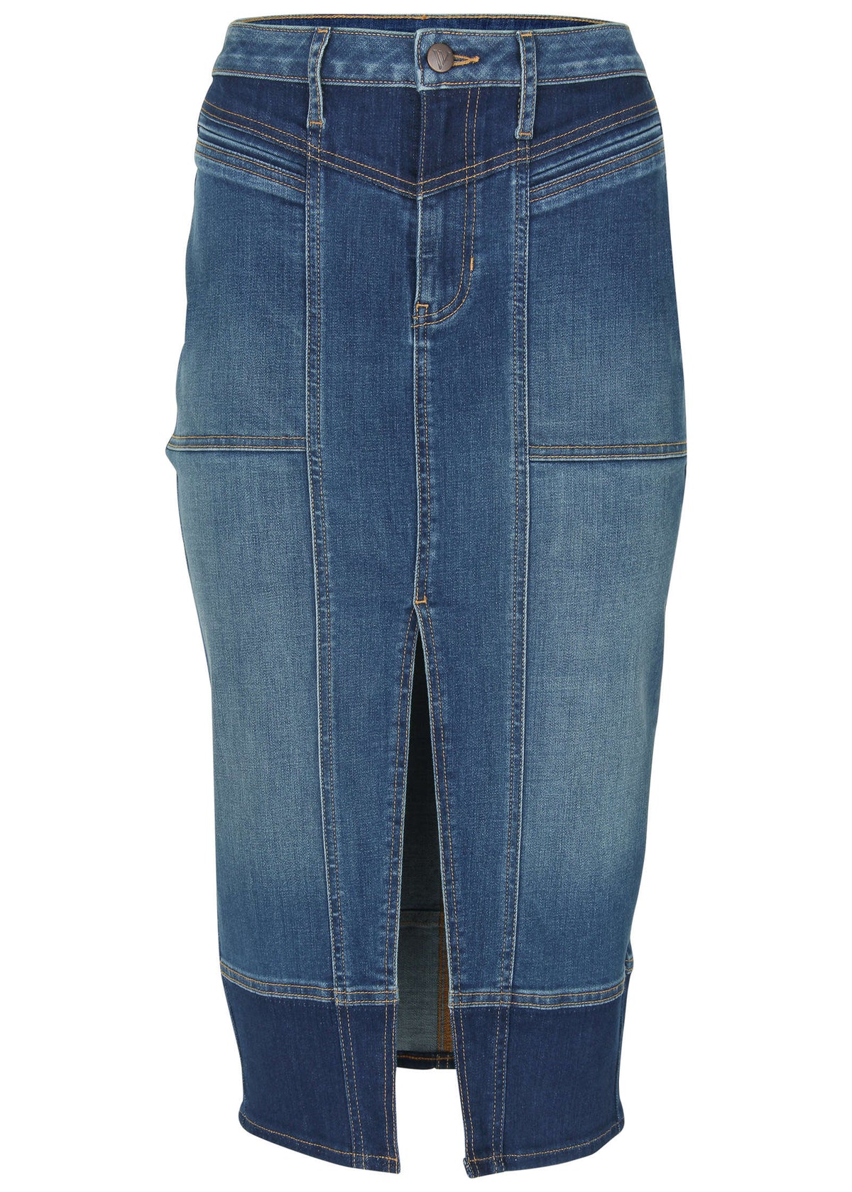 Denim Midi Skirt Medium Dark Wash