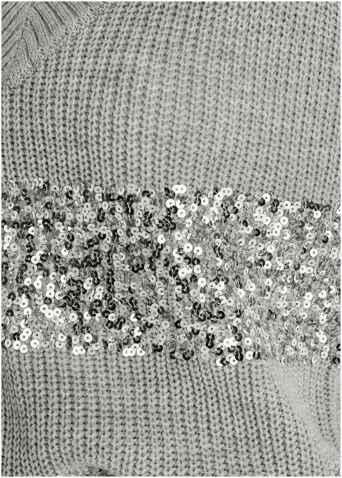 Sequin V Neck Sweater Light Heather Grey