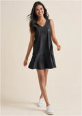 Faux Leather Mini Dress Jet Black