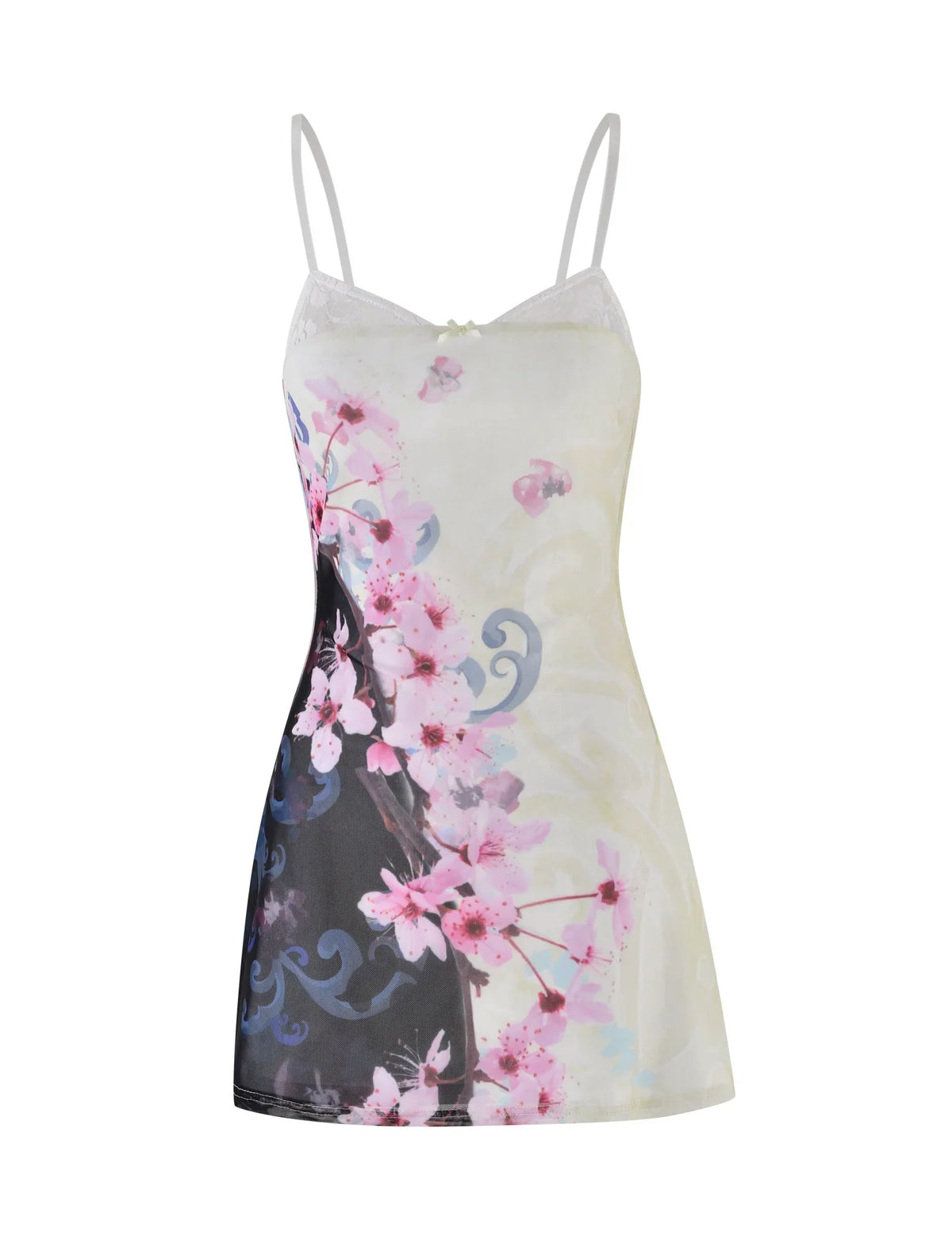COLSON MESH MINI DRESS MULTI FLORAL CHERRY BLOSSOM